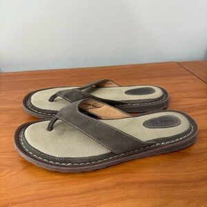Born Men's Owen Brown Grey Leather Slip On Flip Flop Thong‎ Sandal Comfort 13